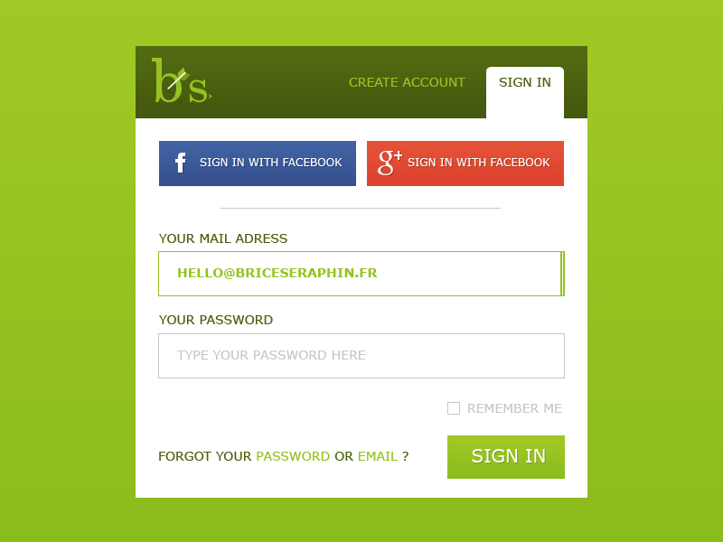 Sign In Forms PSD