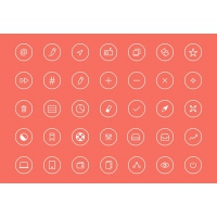 Thin Rounded Icons PSD #2