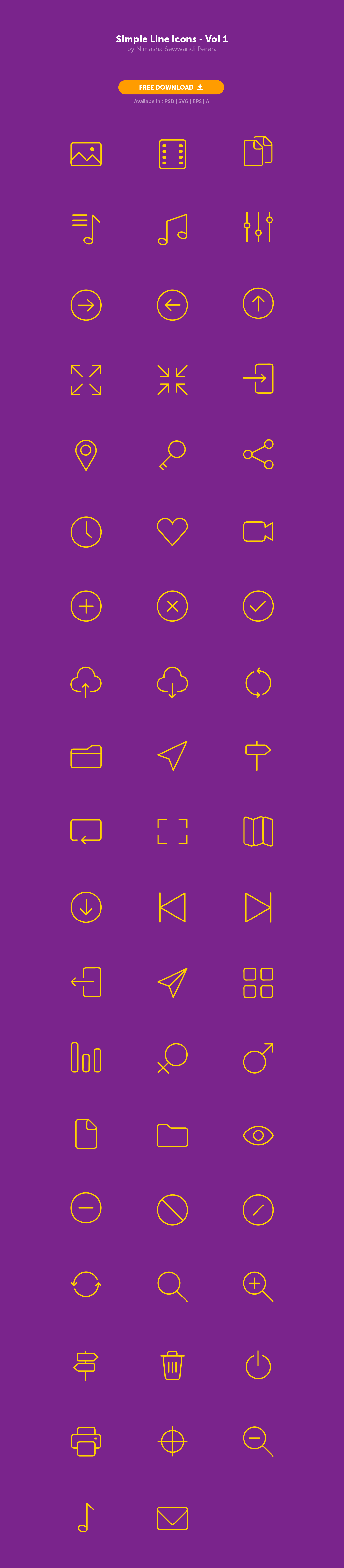 Simple Line Icons PSD