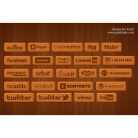 23 Wooden Style Social Icons