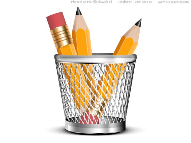 Pencils in a pencil holder, PSD icon