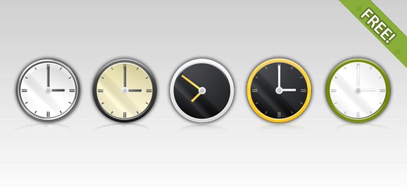 Free 5 PSD Clock Icons
