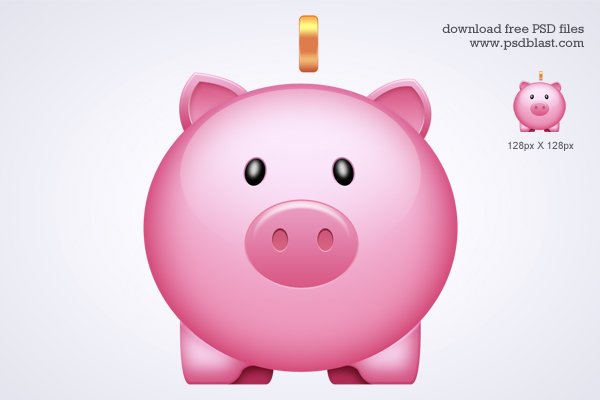 Glossy Piggy Bank Icon 