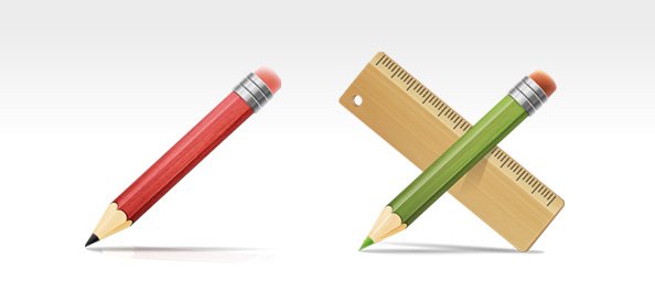 PSD Drawing Tools - Pencil and Ruler Icons