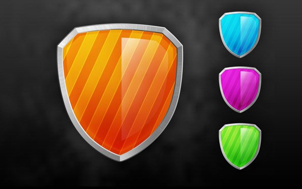 Glossy Shield PSD Icons