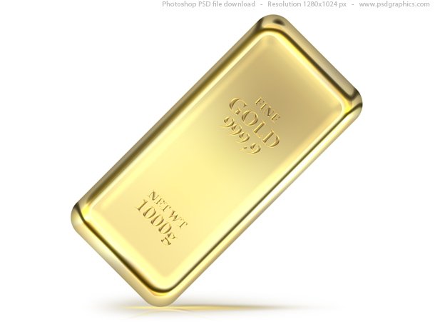 Gold bullion bar PSD icon