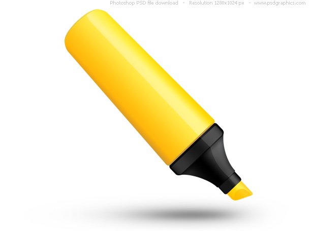 PSD Yellow Highlighter Pen Icon