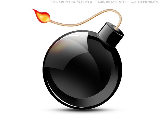 PSD Black Burning Bomb Icon