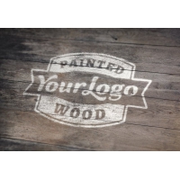 Painted Wood Logo MockUp