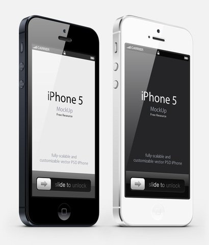 3-4 View iPhone 5 Psd Vector Mockup