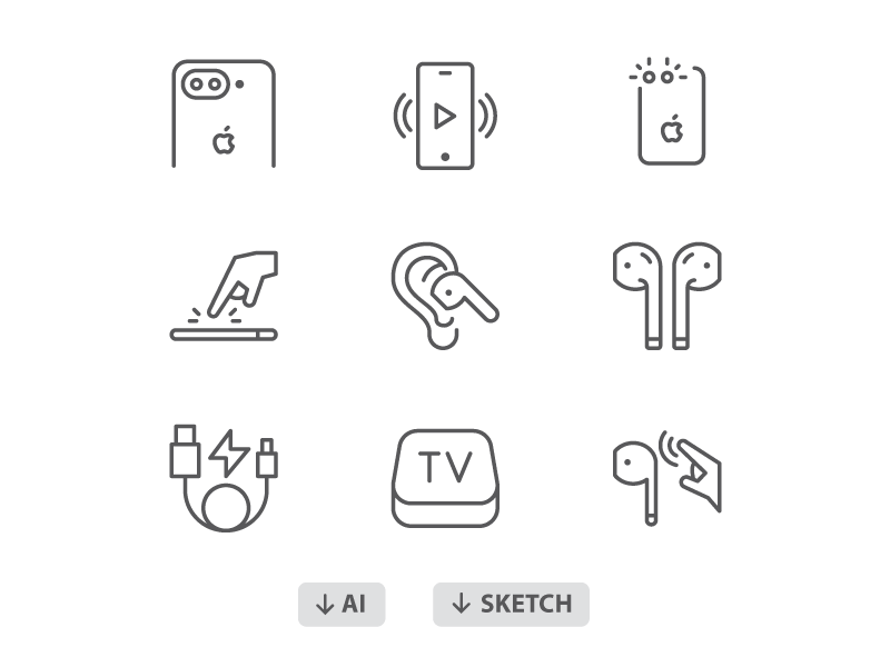 60 Free icons: iPhone 7, AirPods Icons