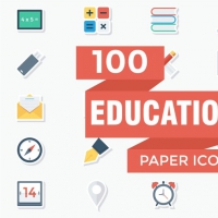 EDUCATION FLAT PAPER ICONS