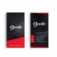 Black Business Card With Red Details 