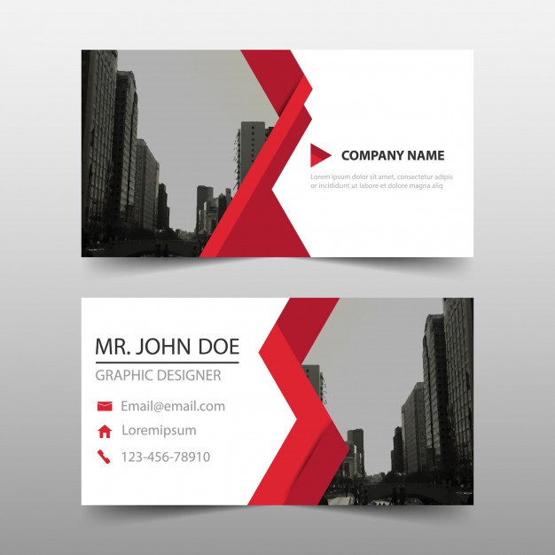 Abstract Business Card With Red Detail 