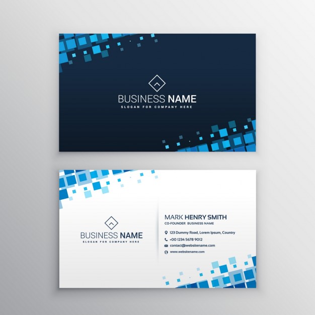Business Card With Blue Squares 