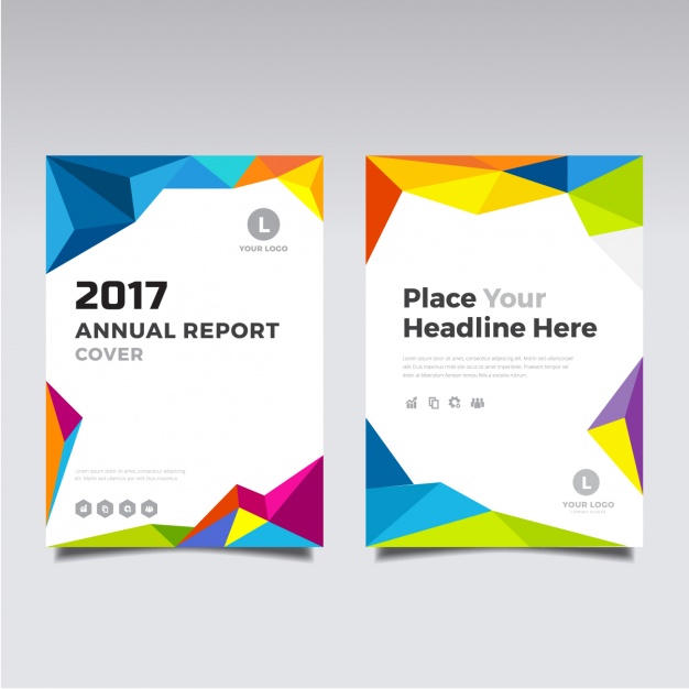 Brochure With Full Color Polygonal Shapes 
