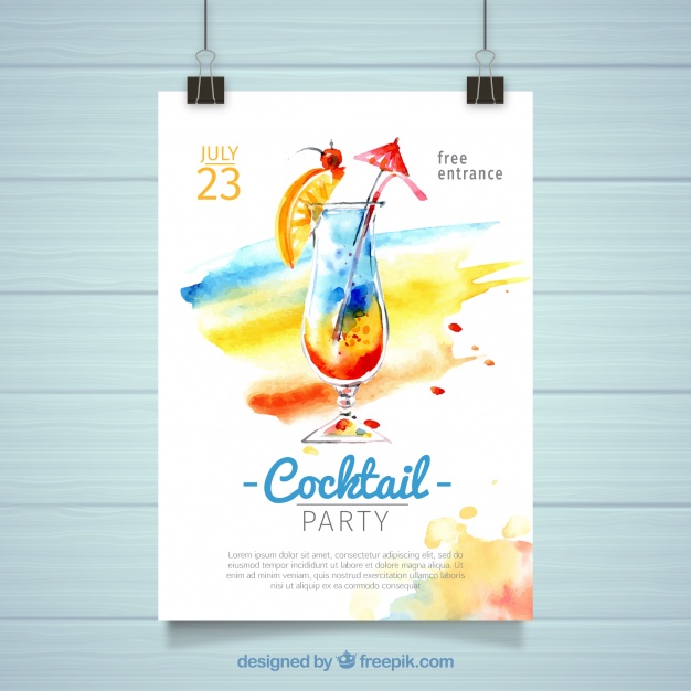 Watercolor Cocktail Party Poster 