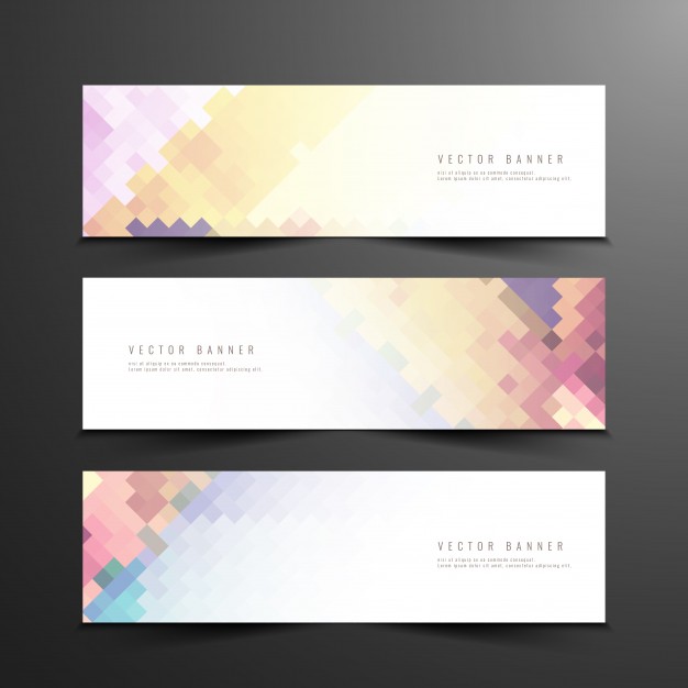 Abstract Colorful Mosaic Banners