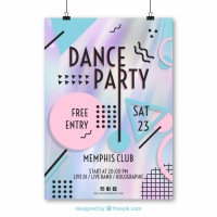 Party Poster In Memphis Style