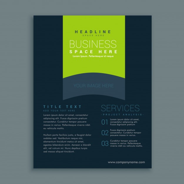 Dark Business Brochure Template With Green Shapes
