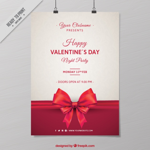 Valentine's Party Poster With Bow