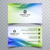 Green And Blue Wavy Business Card