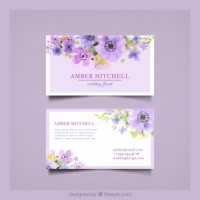 Business Card With Pretty Watercolor Flowers