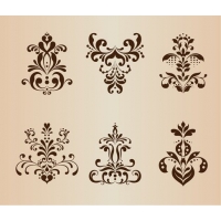 Abstract Symmetrical Floral Pattern Vector Set