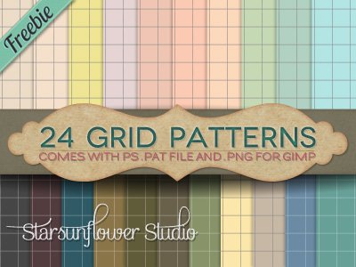 24 Grid Patterns for Photoshop & Gimp