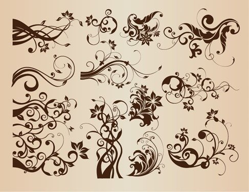 Vector Set of Vintage Floral Elements for Design