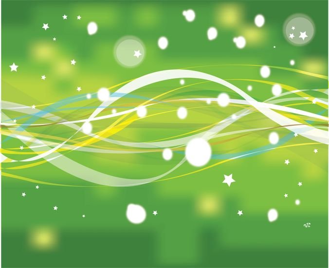 Abstract Green Nature Line with Stars
