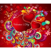 Abstract Colorful Floral with Heart for Valentine’s Day