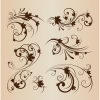 Vector Illustration Set of Swirling Decorative Floral Elements