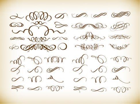 Decorative Calligraphic Elements Vector Graphics Set