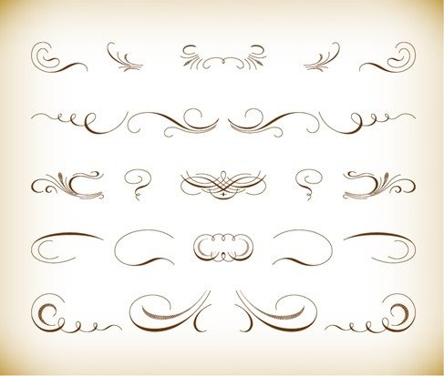 Calligraphic Floral Design Vector Set