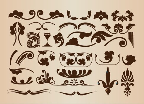 Set of Vector Floral Decorative Elements for Design