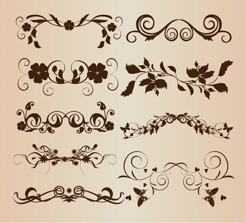 Decorative Floral Elements for Design Vector Set