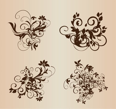 Floral Ornament Elements Vector Set