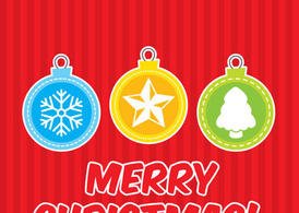 Flat Christmas Ornament Vector Card