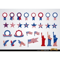 USA round ribbons and decoration set