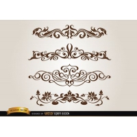 Leaves floral and swirls decoration set