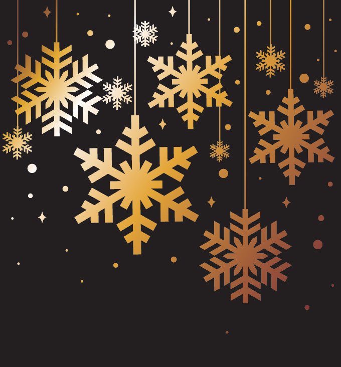 Golden Snowflakes Christmas Background Vector Elements