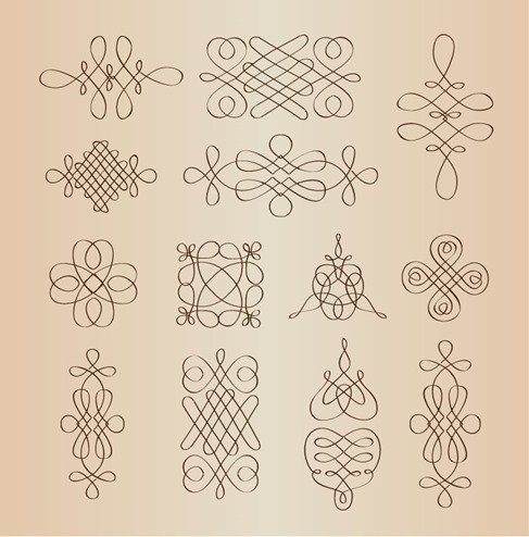 Vector Set of Calligraphic Decorative Design Elements