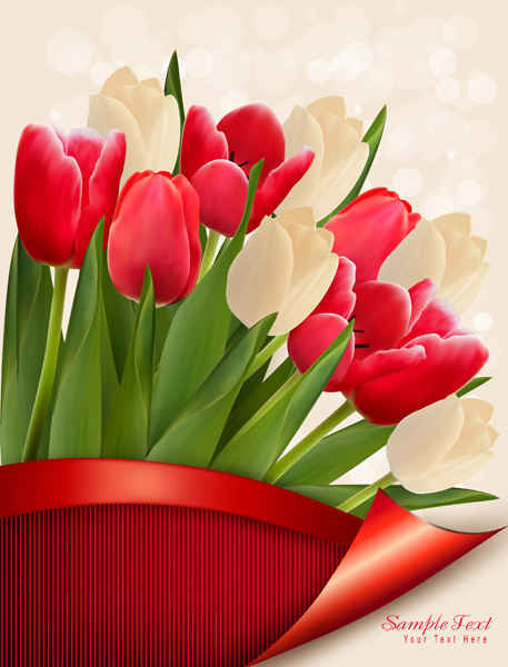 Colorful Tulips Vector Flowers