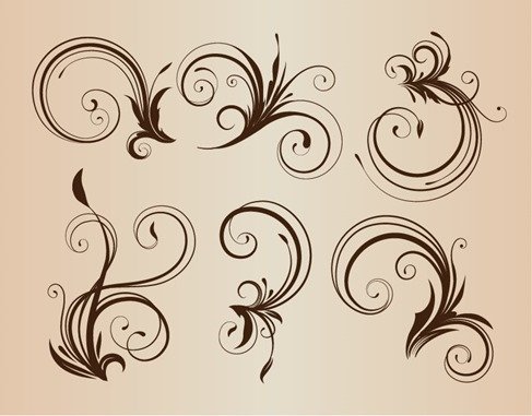 Curly Floral Elements for Design