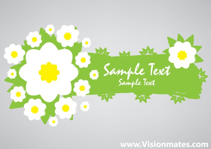 Green Eco Banner Vector With Flowers