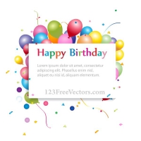 Happy Birthday Background with Banner and Colorful Balloons