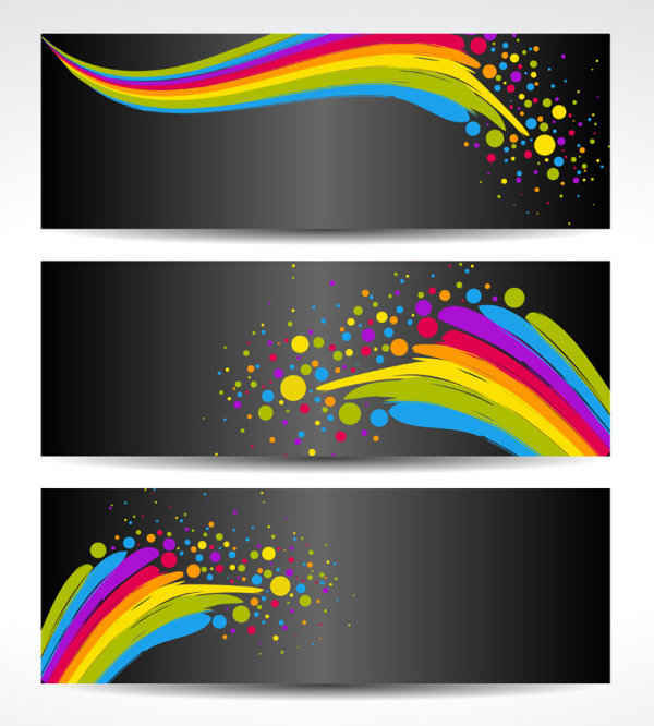Colorful Banners with Black Background