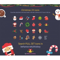Christmas & New Year Free Set Colorful Ficons Icons 24+