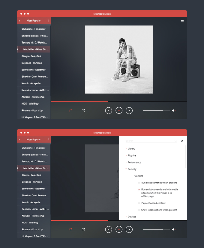 Free PSD Media Player Template